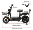 Bicicleta elétrica Bolin 800W detalhe quadro reforçado e selim