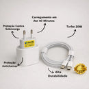 Cabo Lightning branco detalhe conector iPhone compatível