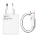 Carregador 33W turbo branco com cabo USB-C resistente para Xiaomi Samsung Android